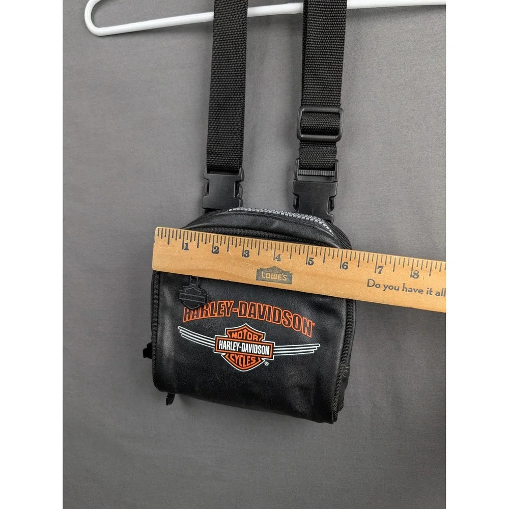 Harley Davidson Black Faux Leather CD Case Crossbody Bag Biker Moto Logo
